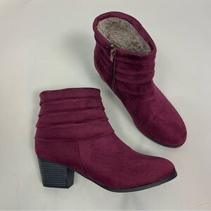 Patrizia by Spring Step Aloly Bootie Size 39 Burgundy Fur Lined Zip Up
